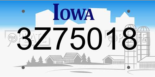 3Z75018 Iowa License Plate