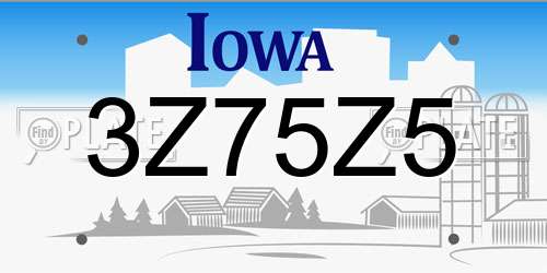 3Z75Z5 Iowa License Plate