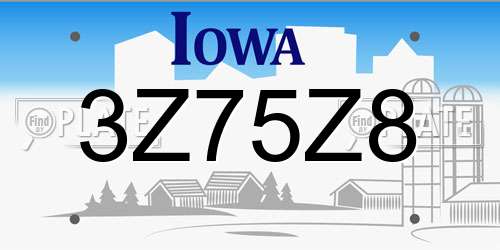3Z75Z8 Iowa License Plate