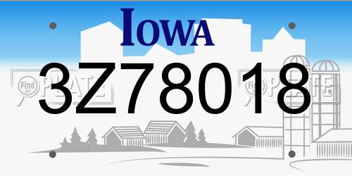 3Z78018 Iowa License Plate