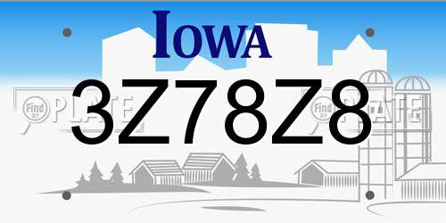 3Z78Z8 Iowa License Plate