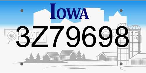 3Z79698 Iowa License Plate