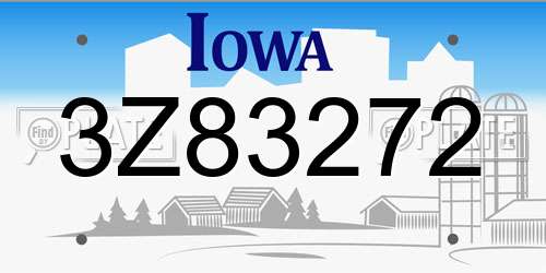 3Z83272 Iowa License Plate