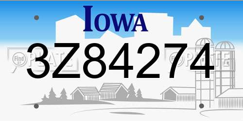 3Z84274 Iowa License Plate