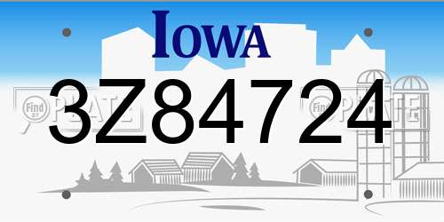 3Z84724 Iowa License Plate