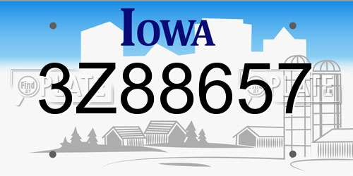 3Z88657 Iowa License Plate
