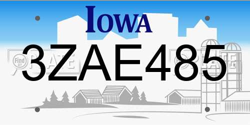 3ZAE485 Iowa License Plate