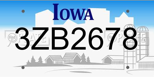 3ZB2678 Iowa License Plate