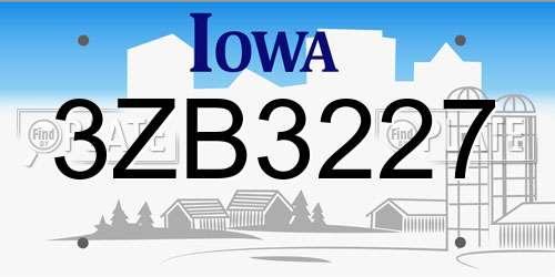 3ZB3227 Iowa License Plate