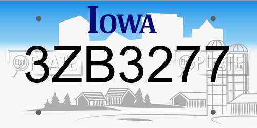 3ZB3277 Iowa License Plate
