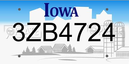 3ZB4724 Iowa License Plate