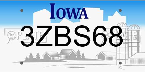 3ZBS68 Iowa License Plate