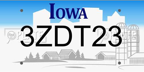 3ZDT23 Iowa License Plate