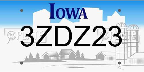 3ZDZ23 Iowa License Plate