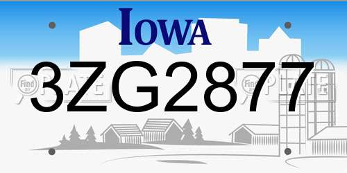 3ZG2877 Iowa License Plate