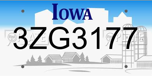3ZG3177 Iowa License Plate