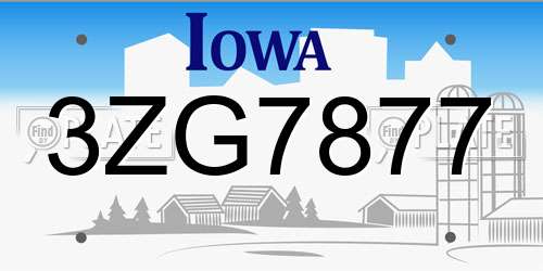 3ZG7877 Iowa License Plate