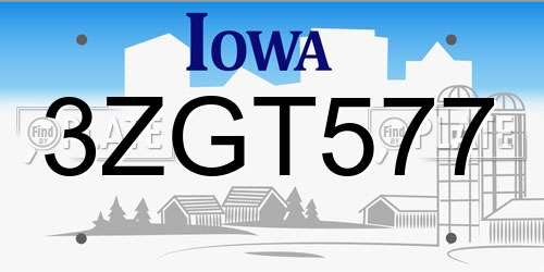 3ZGT577 Iowa License Plate