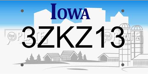 3ZKZ13 Iowa License Plate