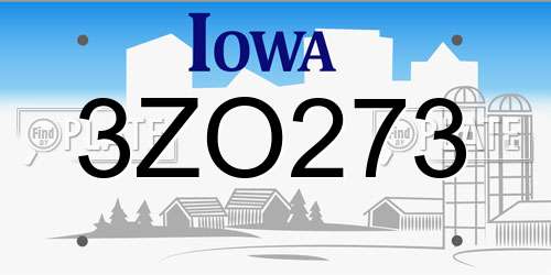 3ZO273 Iowa License Plate