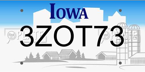 3ZOT73 Iowa License Plate