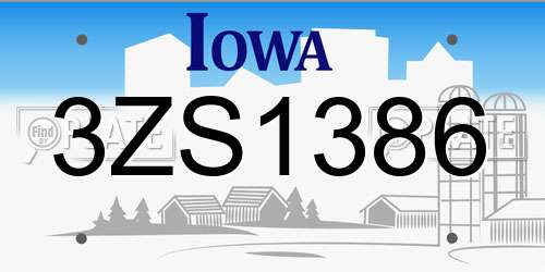 3ZS1386 Iowa License Plate