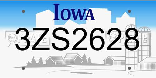 3ZS2628 Iowa License Plate