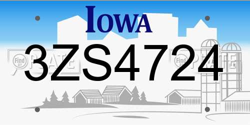 3ZS4724 Iowa License Plate