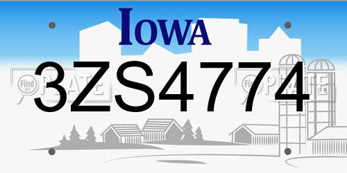 3ZS4774 Iowa License Plate