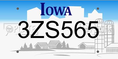 3ZS565 Iowa License Plate