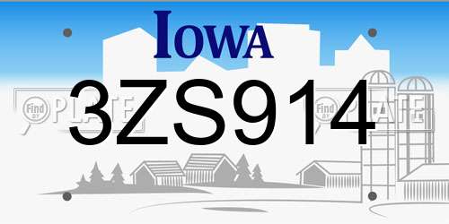 3ZS914 Iowa License Plate