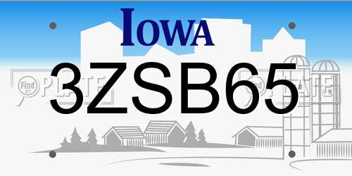 3ZSB65 Iowa License Plate