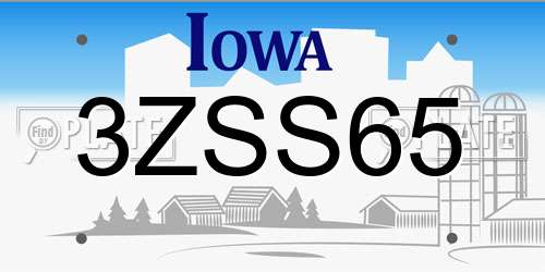 3ZSS65 Iowa License Plate