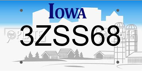 3ZSS68 Iowa License Plate