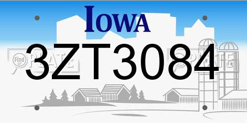 3ZT3084 Iowa License Plate