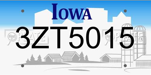 3ZT5015 Iowa License Plate