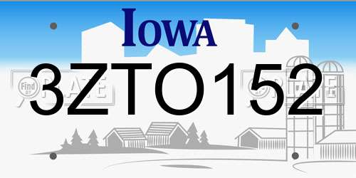 3ZTO152 Iowa License Plate