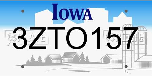 3ZTO157 Iowa License Plate