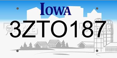 3ZTO187 Iowa License Plate