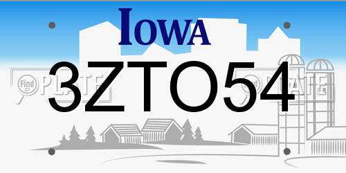 3ZTO54 Iowa License Plate