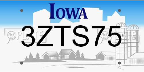 3ZTS75 Iowa License Plate
