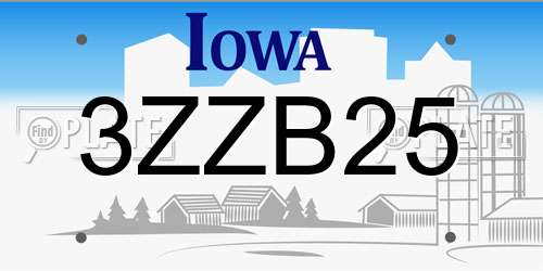 3ZZB25 Iowa License Plate