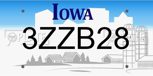 3ZZB28 Iowa License Plate