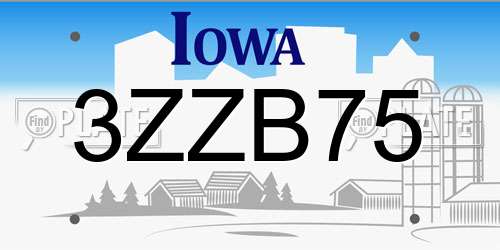 3ZZB75 Iowa License Plate