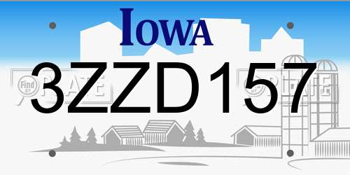 3ZZD157 Iowa License Plate