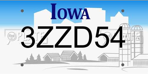 3ZZD54 Iowa License Plate