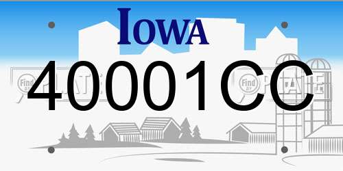40001CC Iowa License Plate