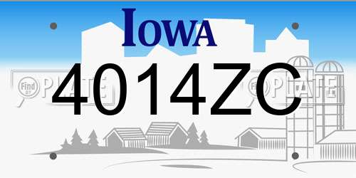 4014ZC Iowa License Plate