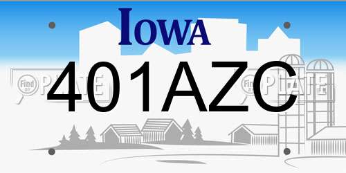401AZC Iowa License Plate