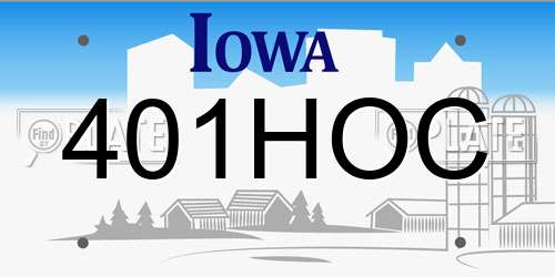 401HOC Iowa License Plate
